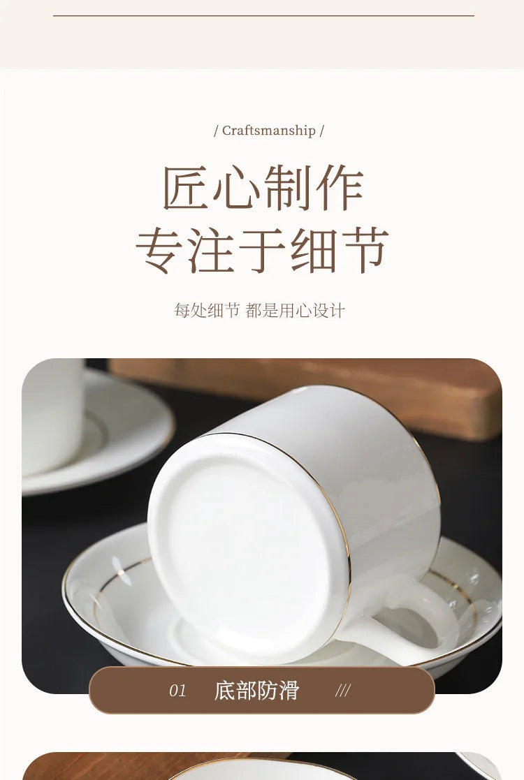 mug Bone china gold edged coffee cup set luxury