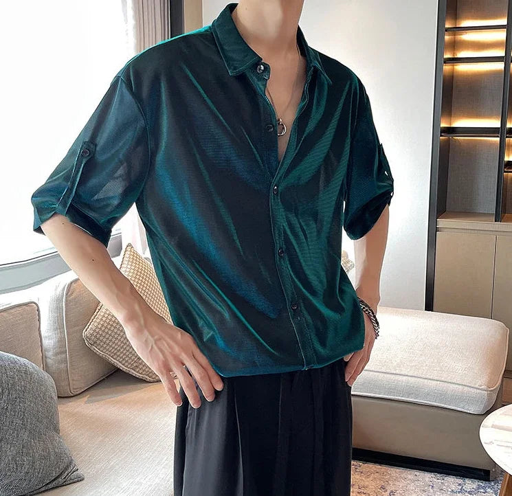 Man Shirt White Plain Hip Hop Shirts For Men Trend Regular Cool Tops