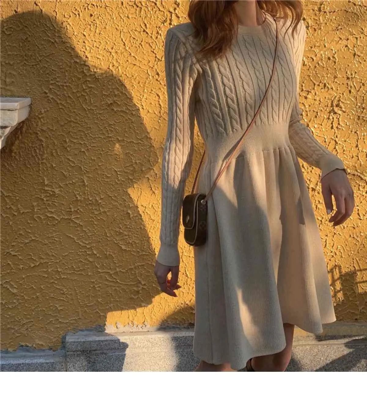 Knitted Dress for Women in Autumn Winter French Temperament