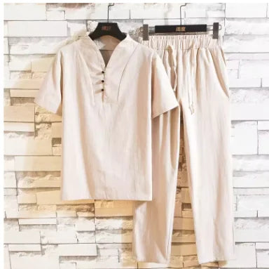 men's casual shirts (Shirt + trousers) 2025 summer men shirt