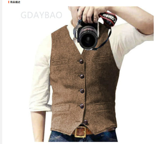 Sleeveless Men Vest Retro Waistcoat Men's Coats Man Coat Male