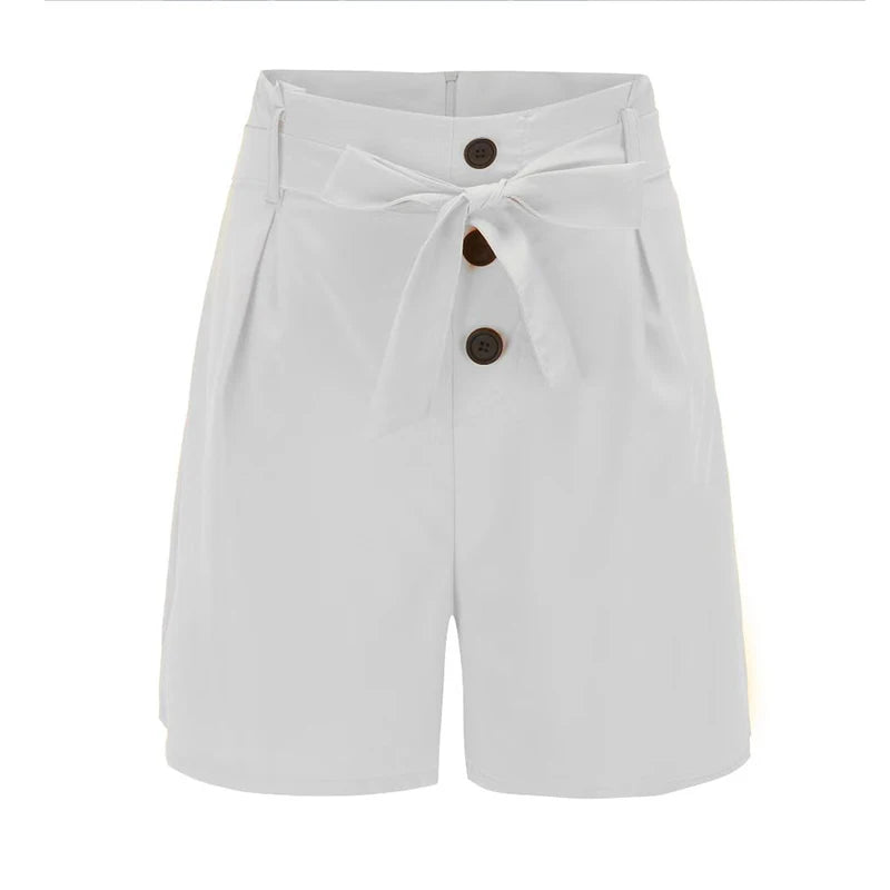 Y2K Solid Button Front Shorts Tie Waist