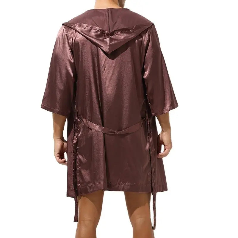 Men's Sleepwear Robe Night Clothes Silk Kimono Bathrobe Men