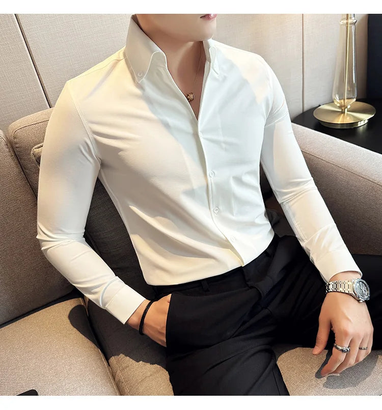 Autumn Long Sleeve Camisas Business Fashion Shirt Male Solid British Style