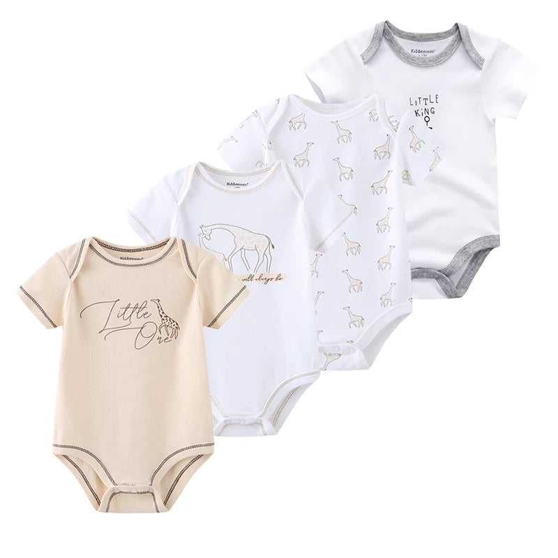1/4Pcs Newborn Bodysuit Baby Short Sleeve  0-1Y