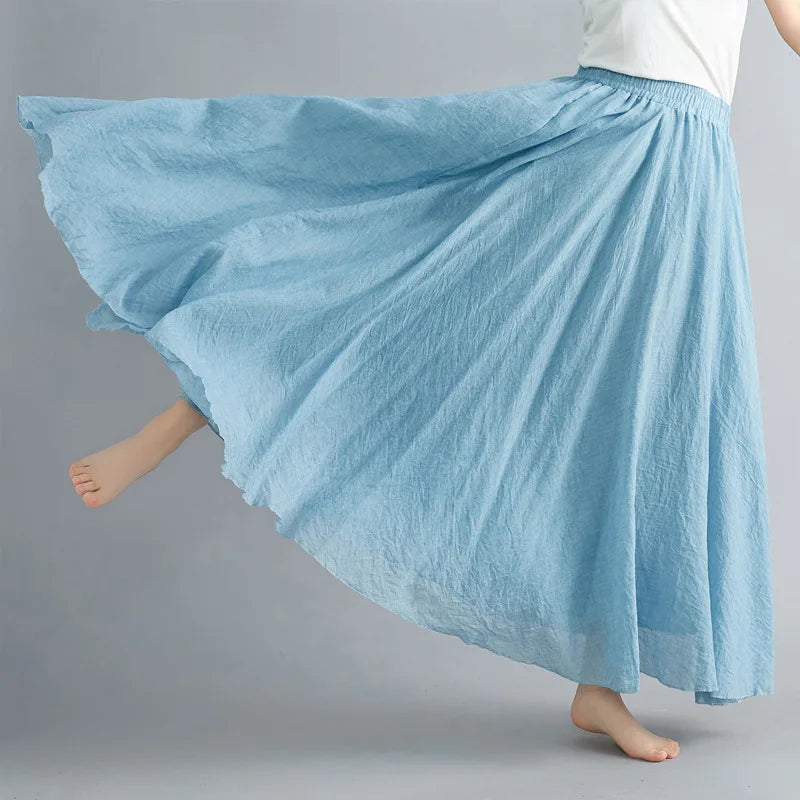 Cotton Long Skirts Elastic Waist