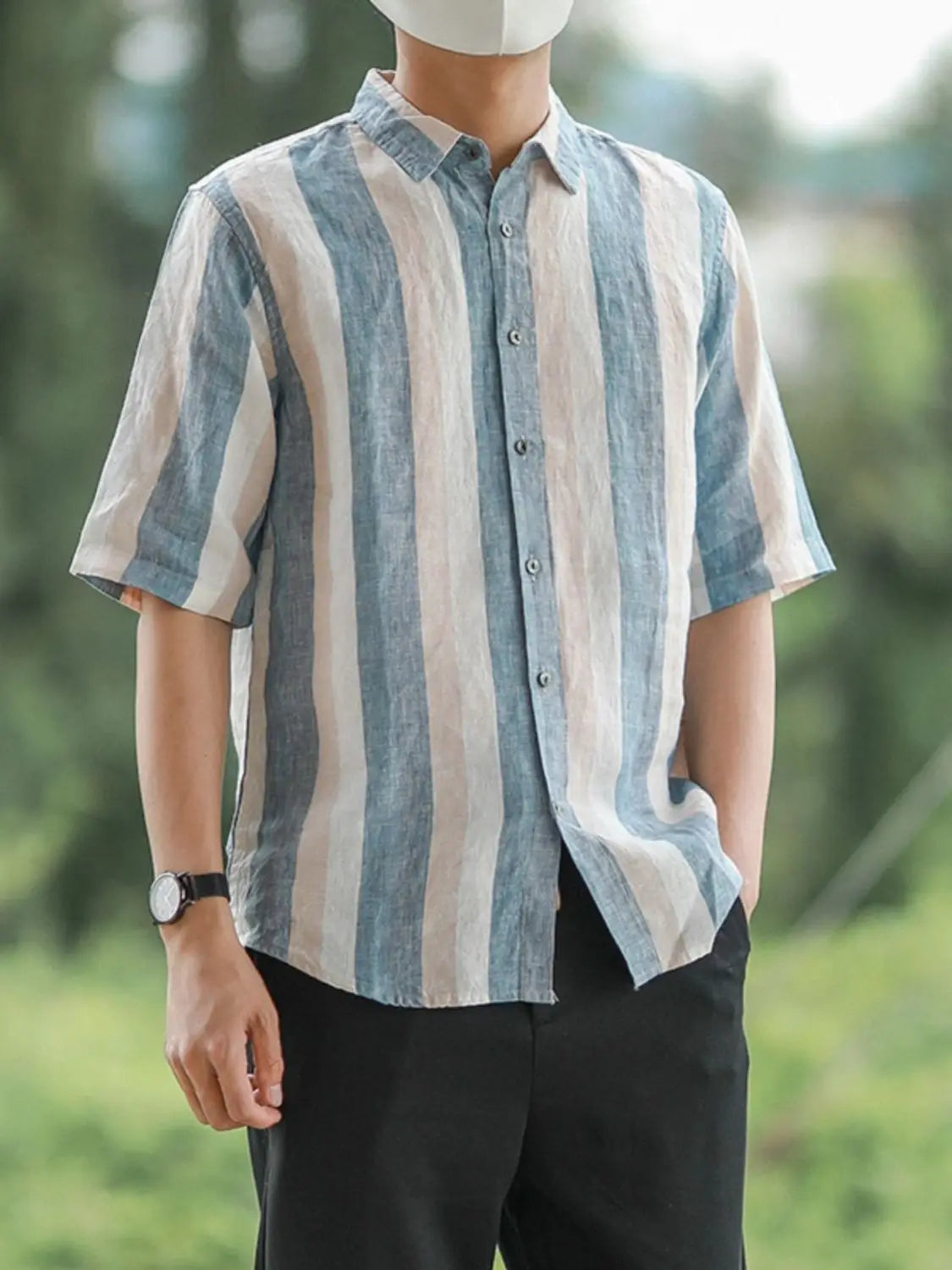 Men's Clothing Elegant Striped Men's Shirt Formal Business Casual Wear Comfortable Fabric Long Sleeve Classic Fashion