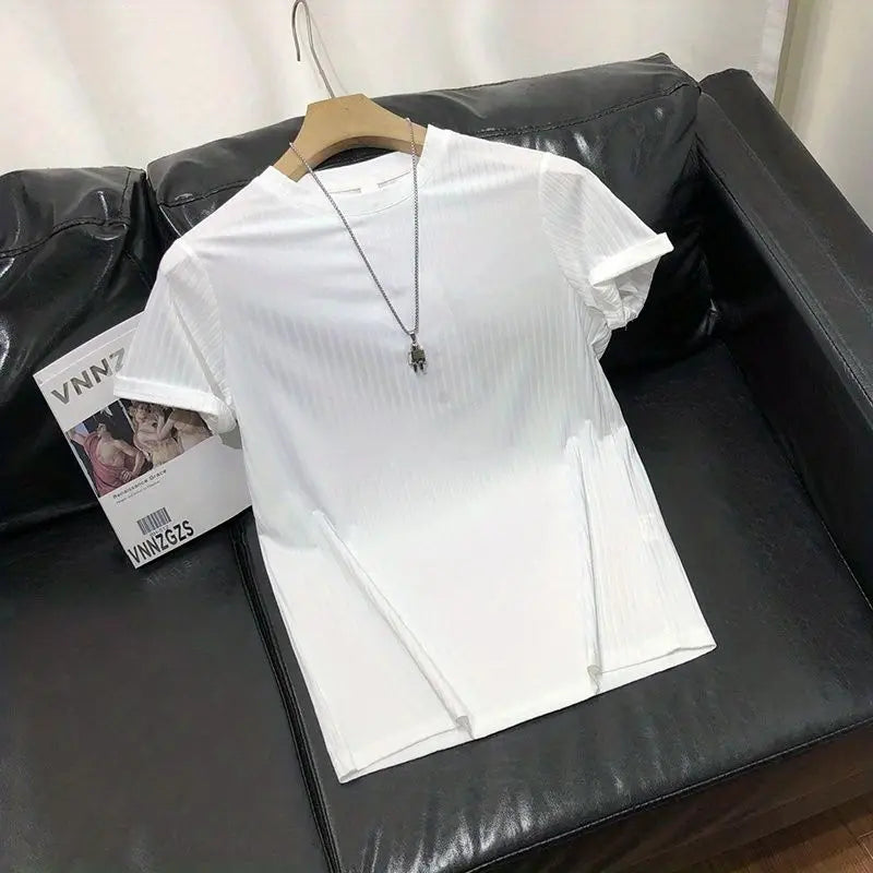 Men's Clothing  Silk Quick Dry Short Sleeve T-Shirt