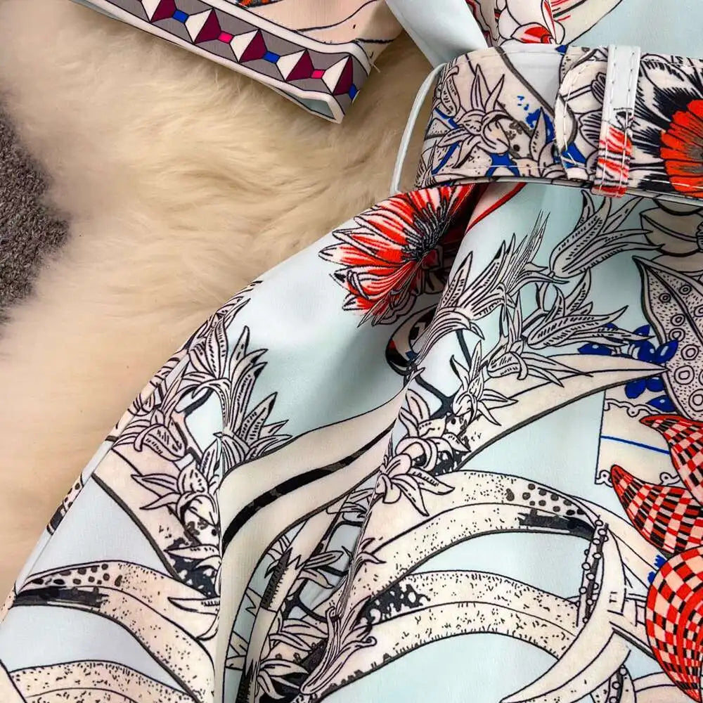 Short Sleeve Floral Print Sheath Bodycon Pencil Short Dress Shirt