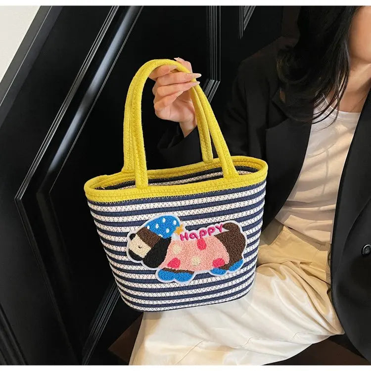 Cartoon Small Basket Bag for Girls Children Outdoor Picnic Single oulder