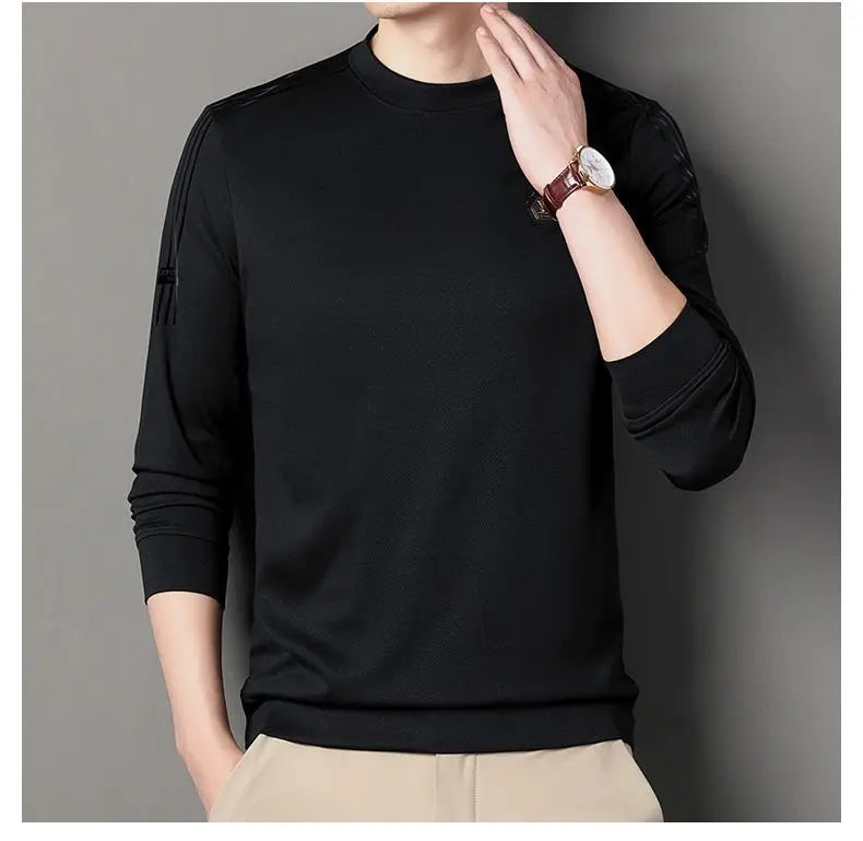 Fashion Male Clothes New Basic Striped Long Sleeve T-Shirt Spring