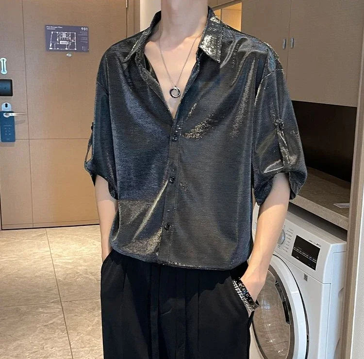 Man Shirt White Plain Hip Hop Shirts For Men Trend Regular Cool Tops