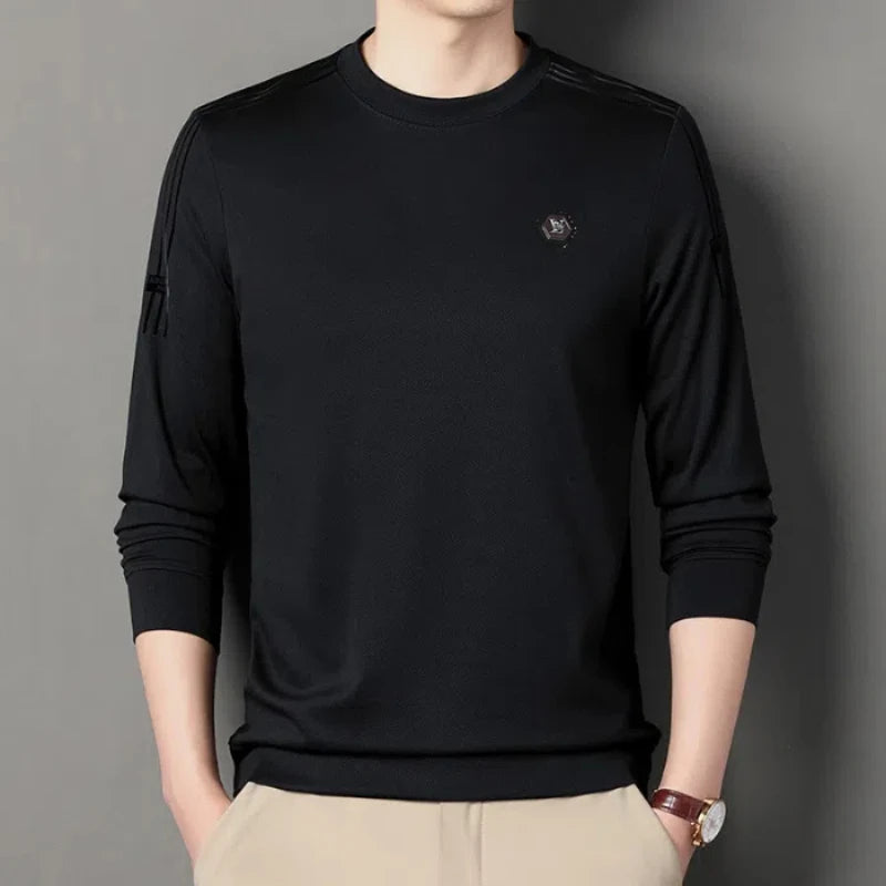 Fashion Male Clothes New Basic Striped Long Sleeve T-Shirt Spring