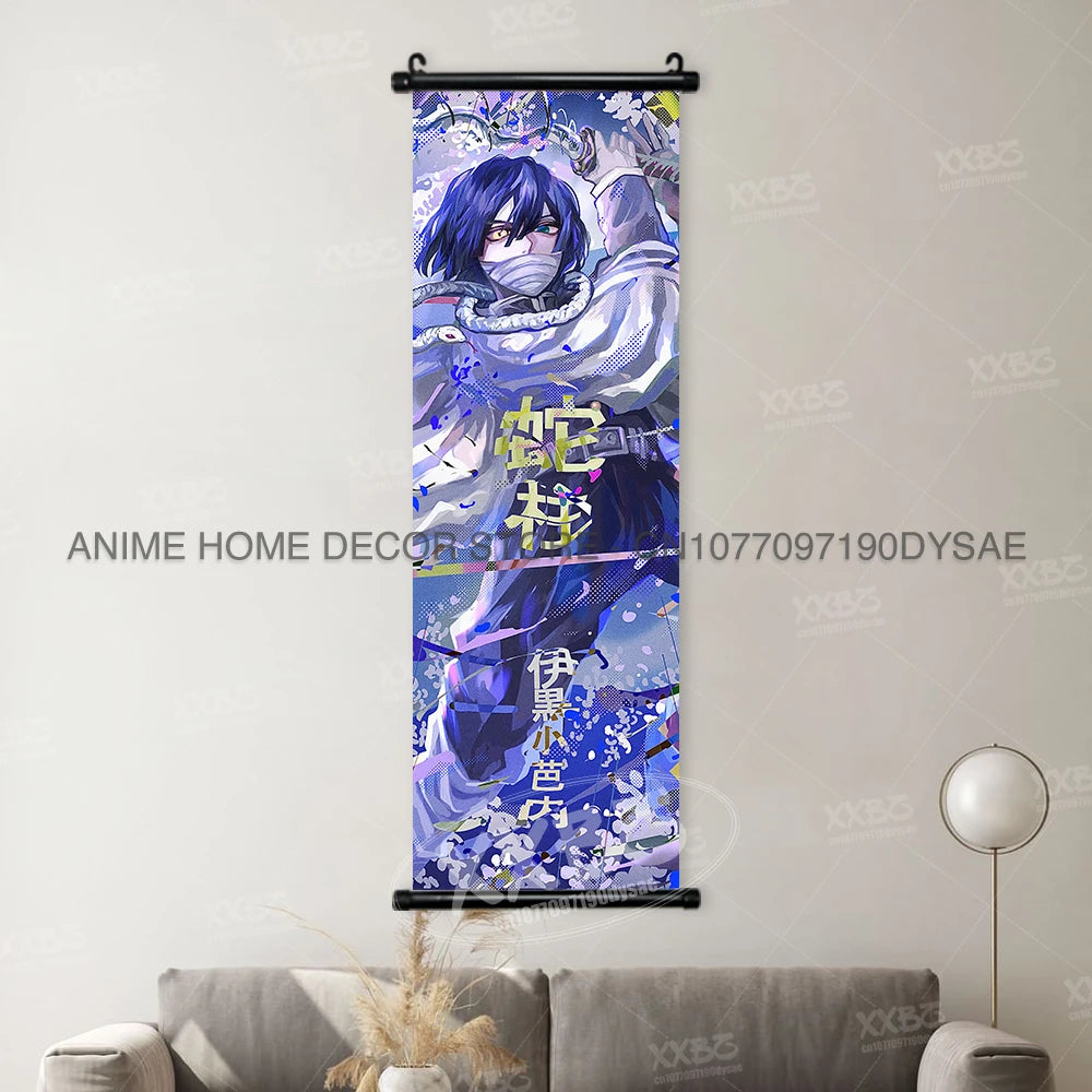 Demon Slayer Poster Kamado Tanjirou Scroll Picture Nezuko Hanging Painting Kanroji Mitsuri Wall Art Anime Uzui Tengen Home Decor