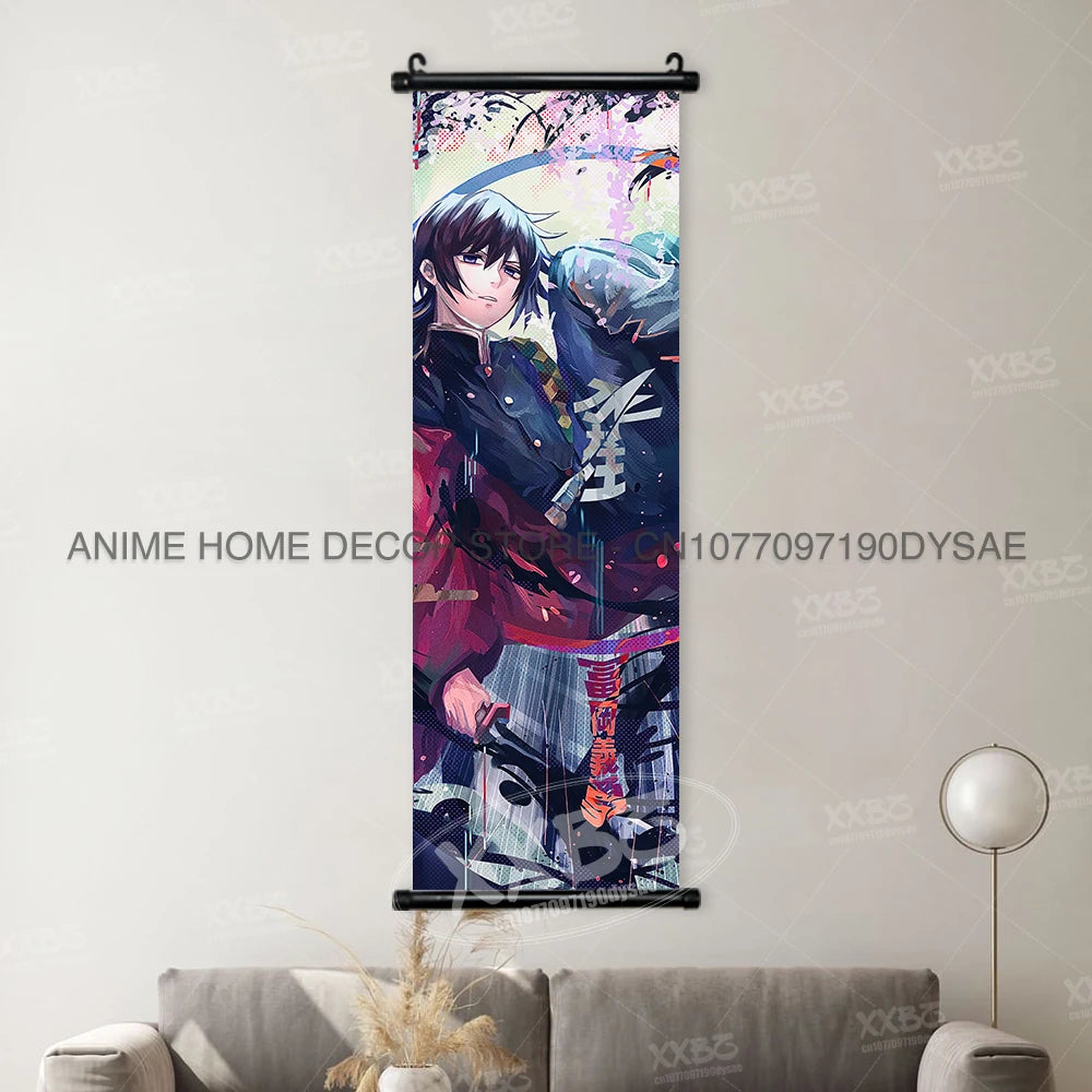 Demon Slayer Poster Kamado Tanjirou Scroll Picture Nezuko Hanging Painting Kanroji Mitsuri Wall Art Anime Uzui Tengen Home Decor