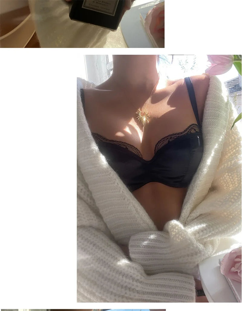 Seamless Underwear Set Sexy 1/2 Cup Bra and Mesh Panties