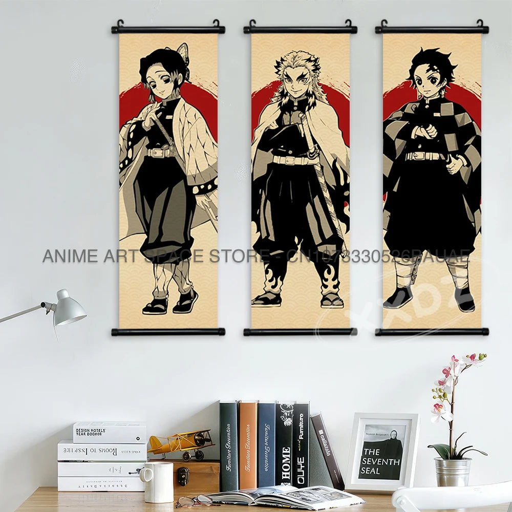 Demon Slayer Hanging Painting Modern Wall Artwork Scroll Picture Canvas