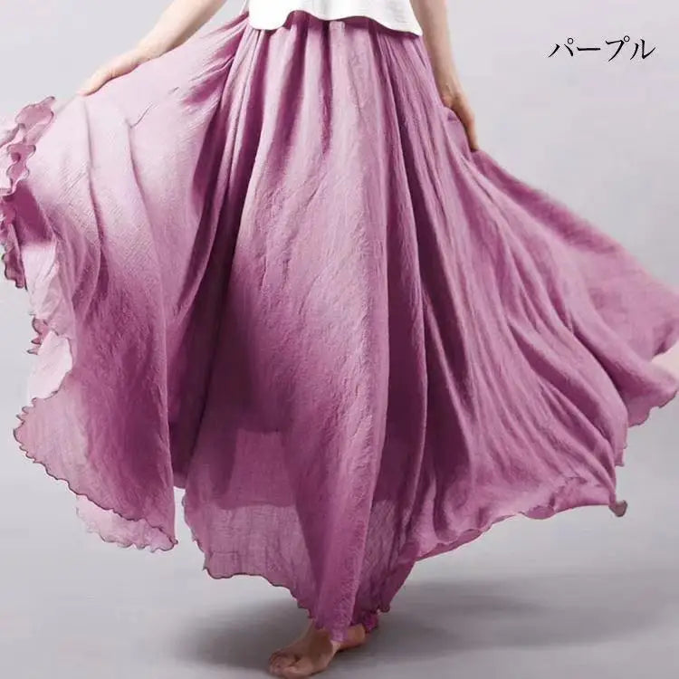 Cotton Long Skirts Elastic Waist