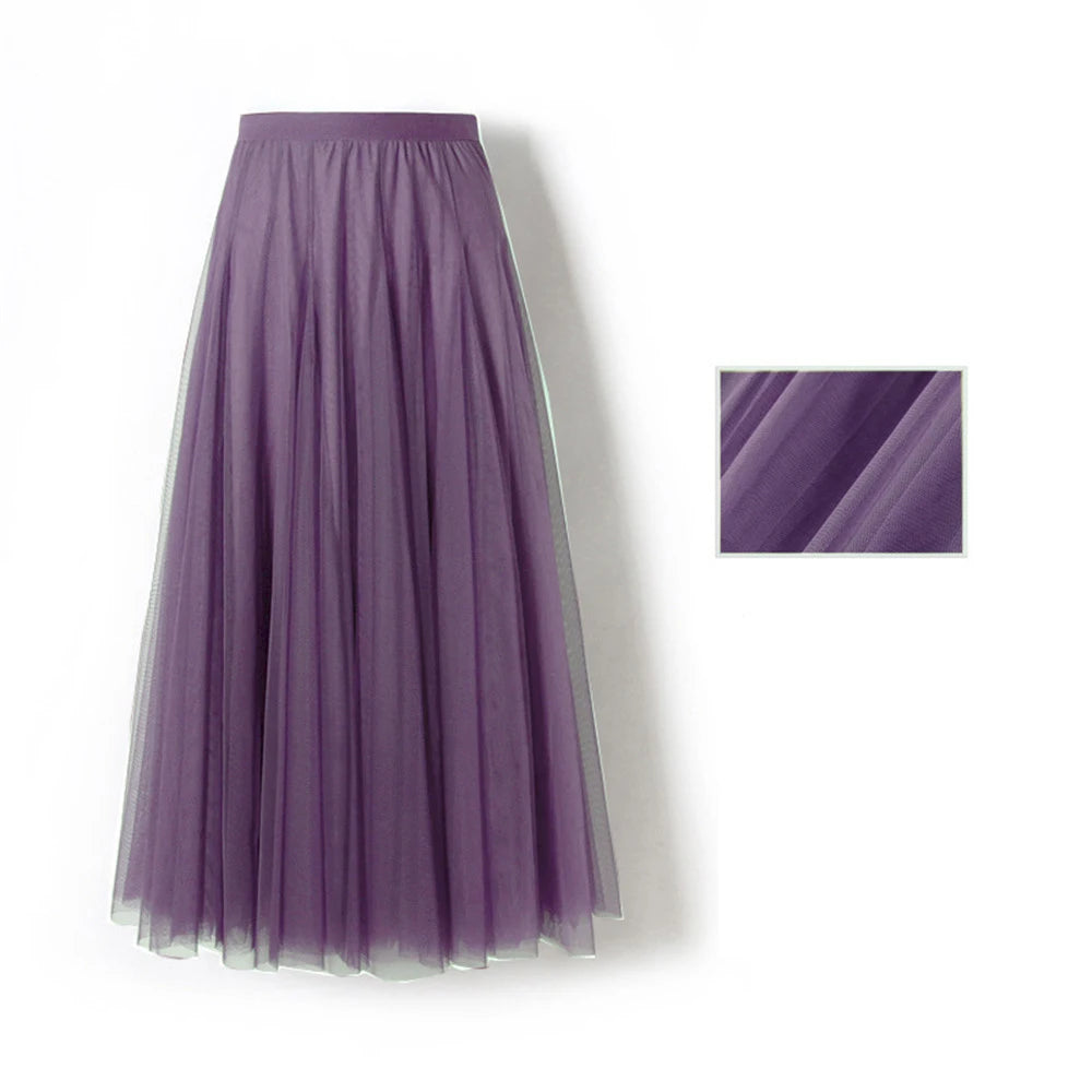 High Waist Pleated Long Skirt