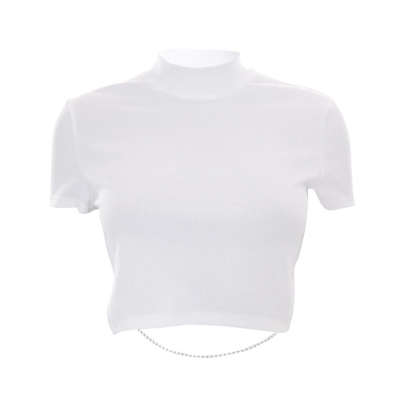 White T Shirts For Women Sexy Tops Asymmetrical Backless