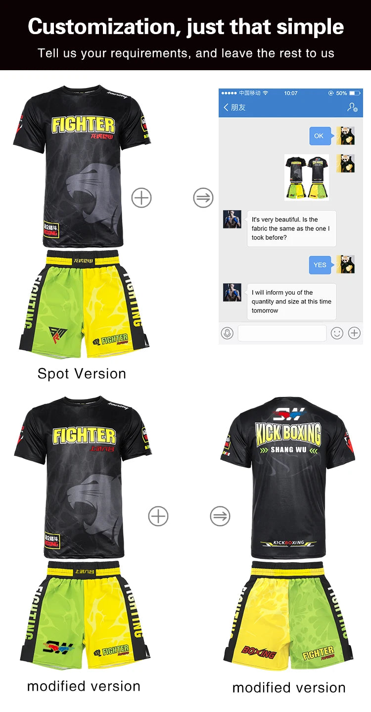 MMA Boxing Fighting Men's Fitness Training Clothes Quick drying Breathable Elastic