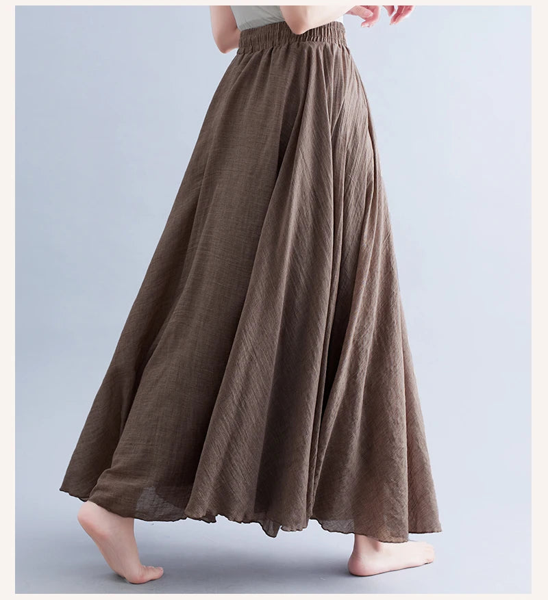 Boho Cotton Linen Long Skirt