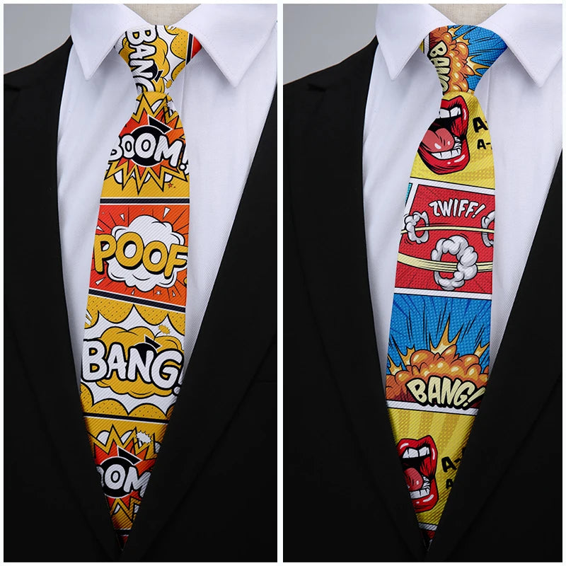 Cartoon printed tie men's casual fashion