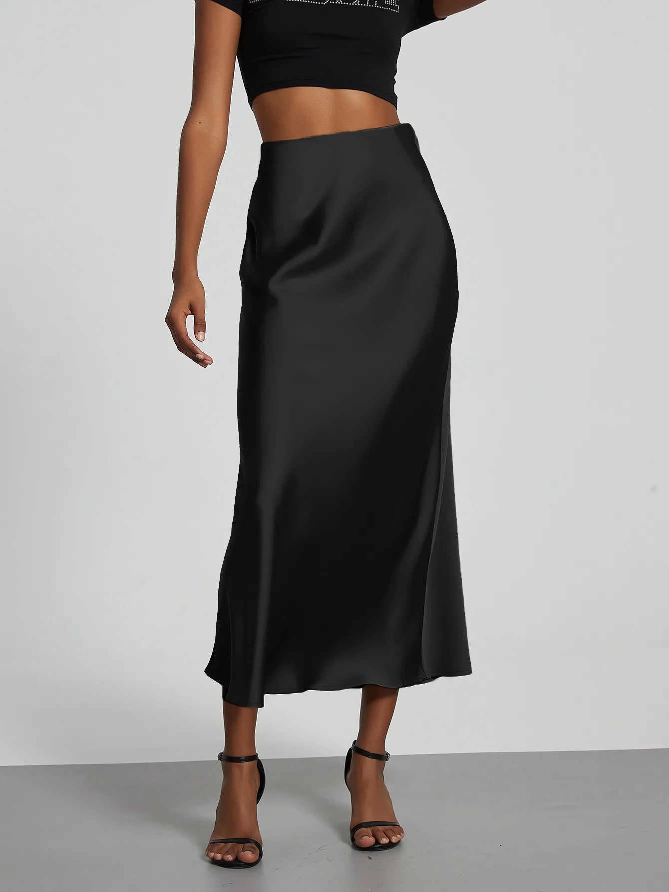 21 Colors Elegant High Waist Satin Long Skirts