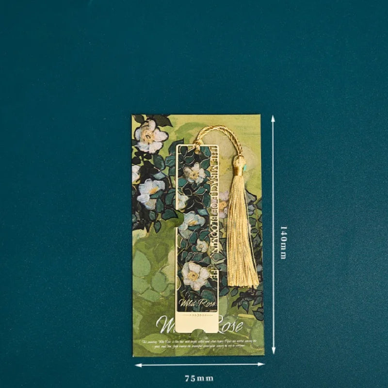 1 pc Retro Floral Painting Metal Bookmark Hollow Bronzing Bookmark