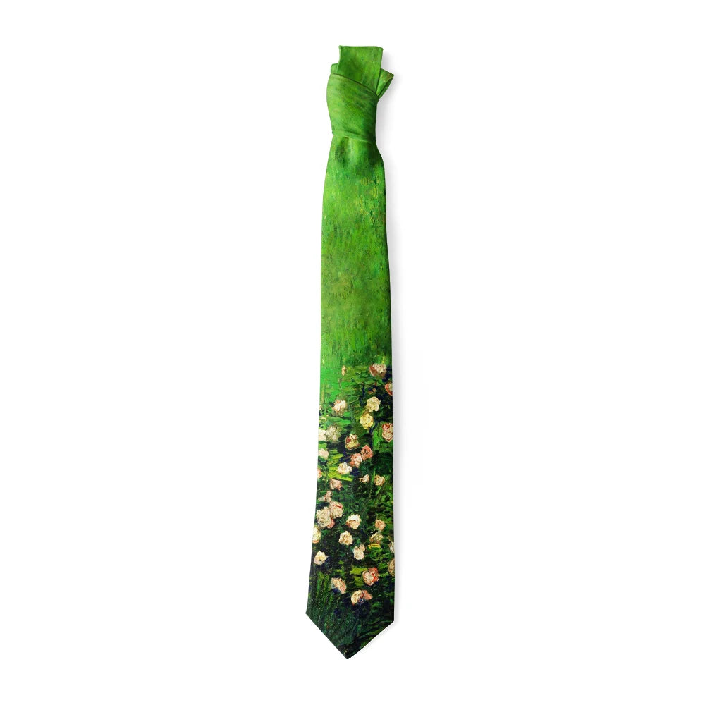 Famous Oil Painting Printed Tie Adult 8cm Wide Narrow Polyester