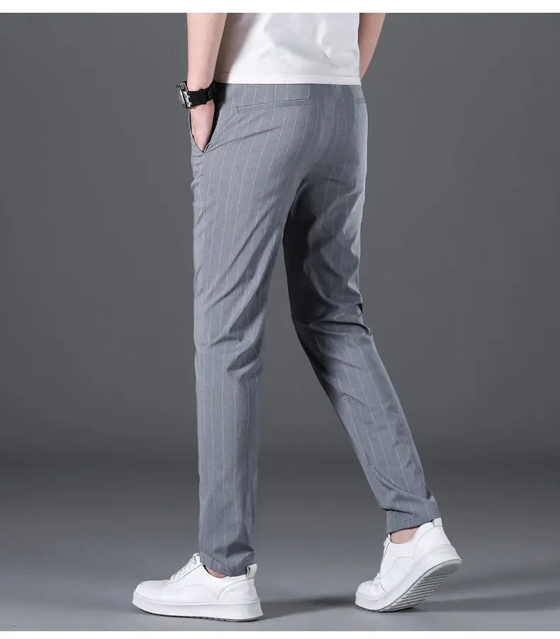 Spring Summer Men Thin Striped Business Suits Pants Streetwear