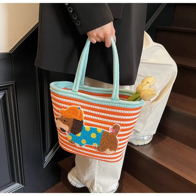 Cartoon Small Basket Bag for Girls Children Outdoor Picnic Single oulder