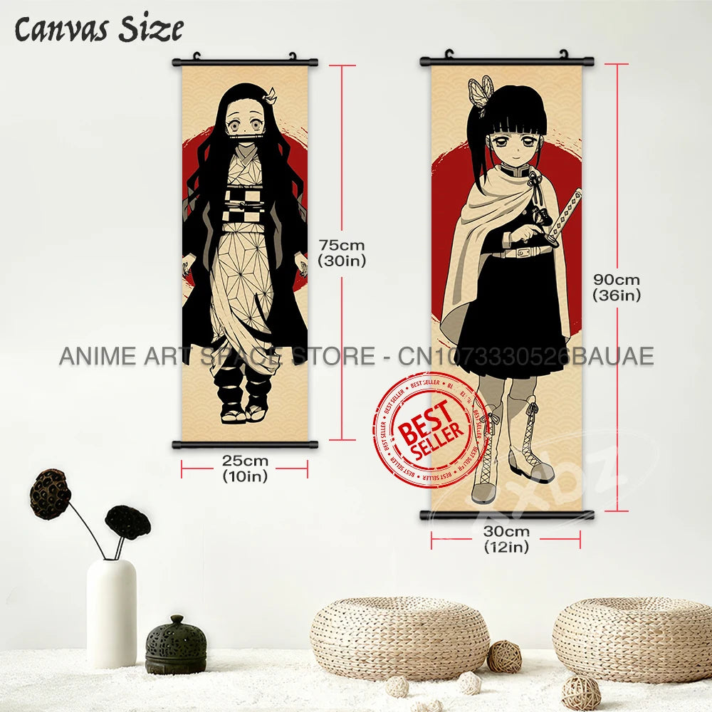 Demon Slayer Hanging Painting Modern Wall Artwork Scroll Picture Canvas