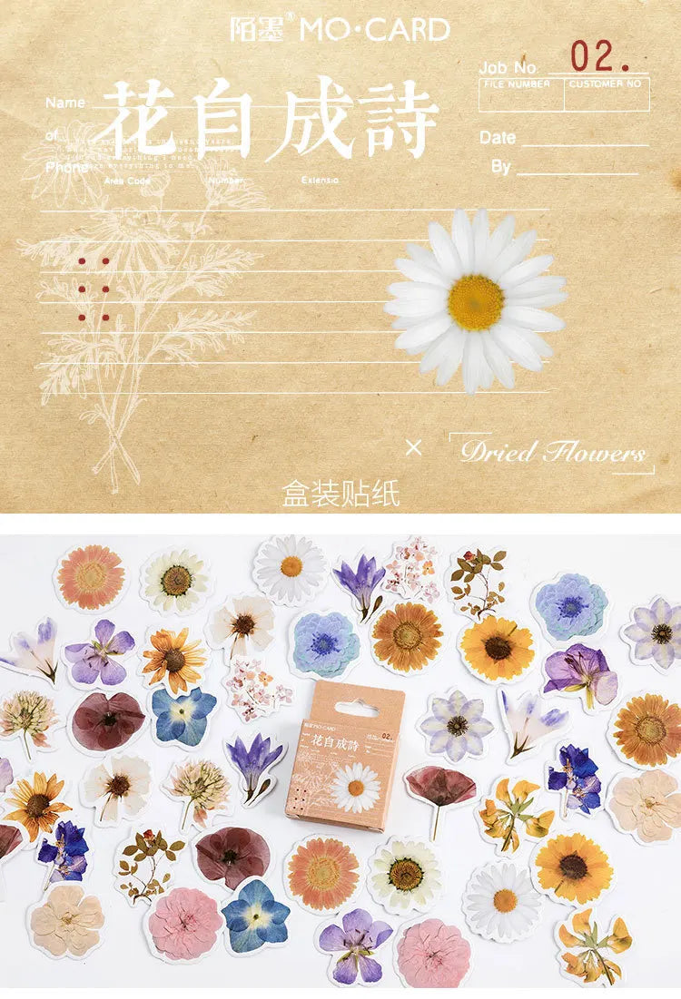 46pcs/set Autumn Flower Sticker Diy Scrapbooking Diary Planner Decoration