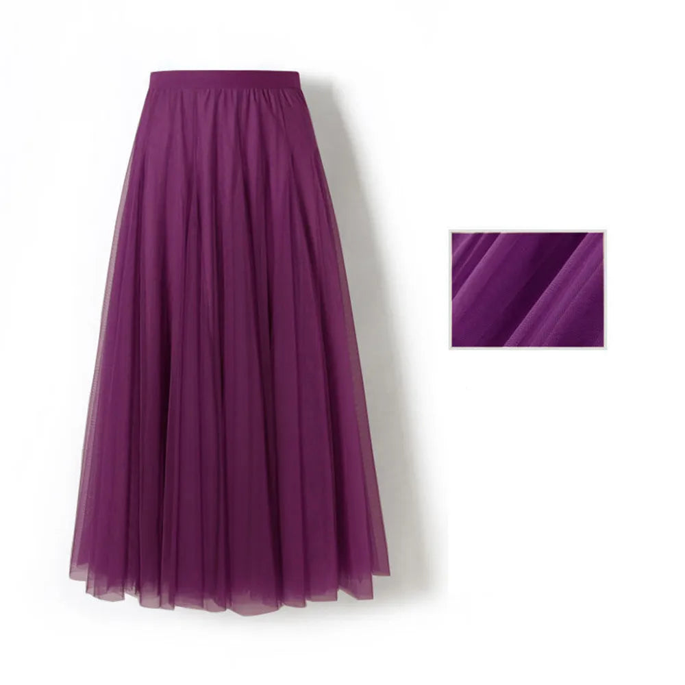 High Waist Pleated Long Skirt