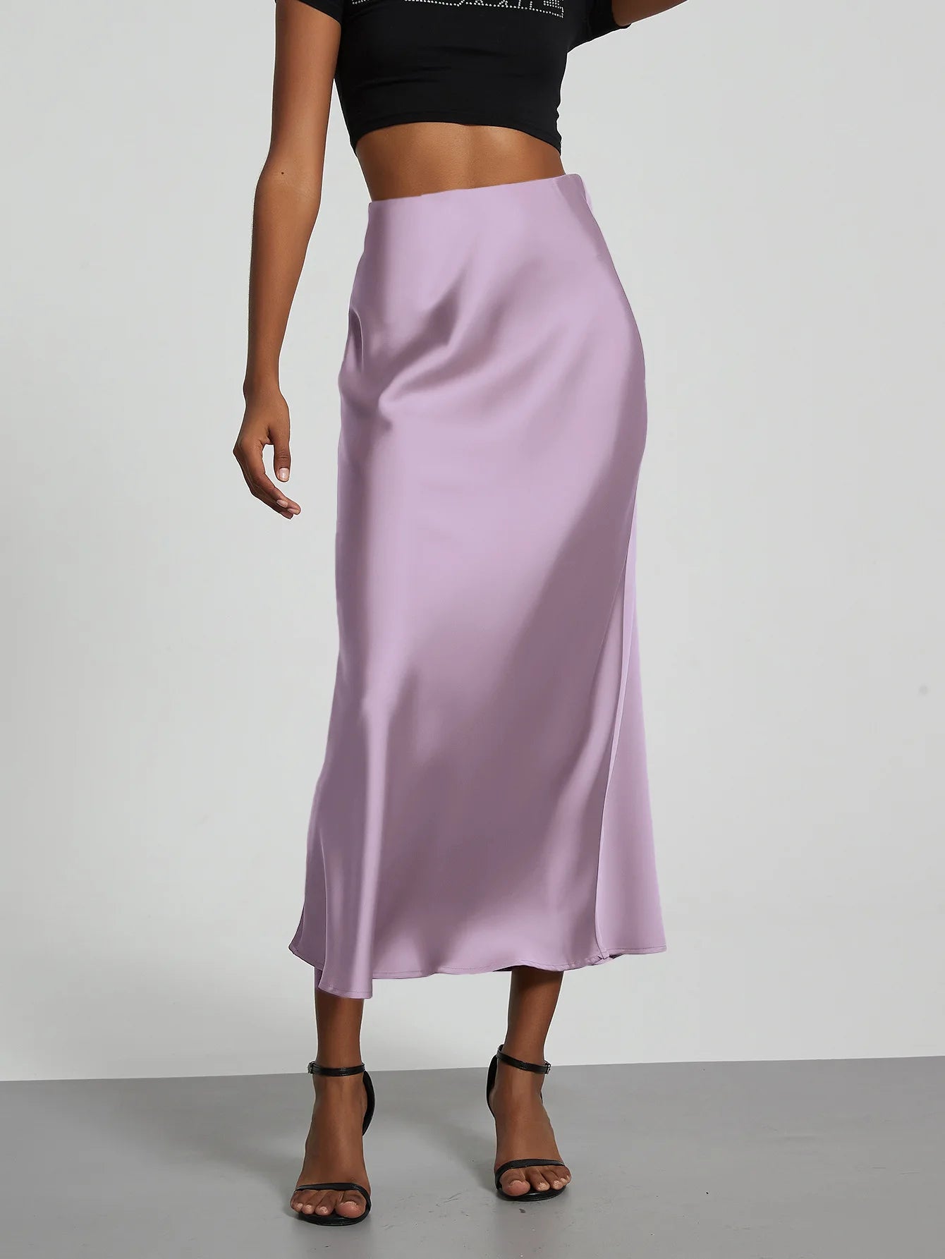 21 Colors Elegant High Waist Satin Long Skirts
