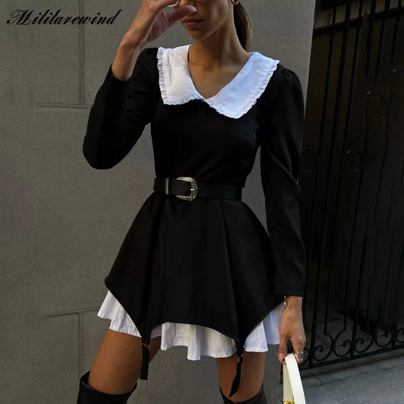 Autumn Long Sleeve Pullover Black and White