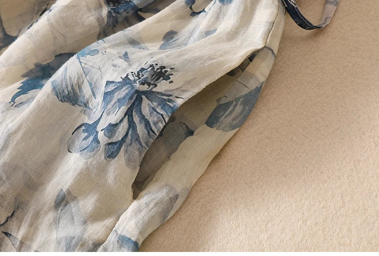 Casual Loose Print V Neck Short Sleeve