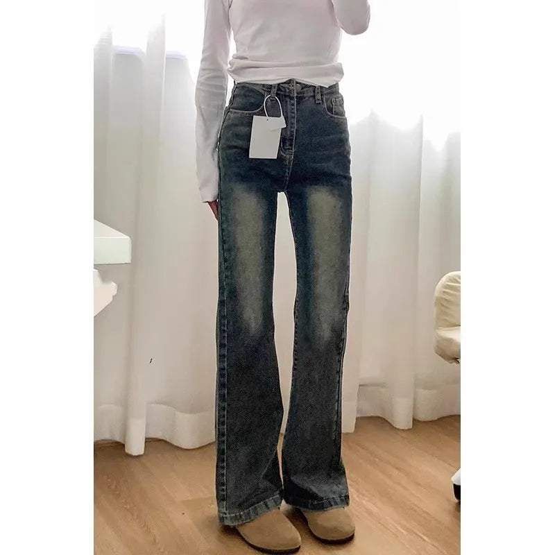 Retro Micro Flare Jeans Elastic Slimming High Waist