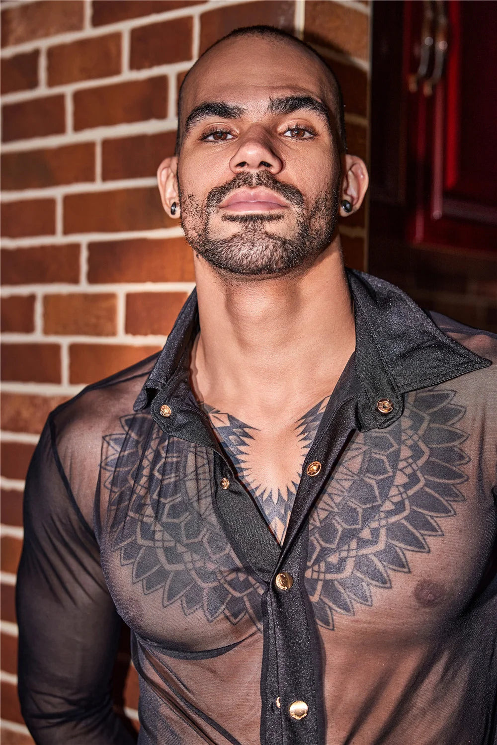 Sexy Men Thin Sheer See Through Shirt Soft Breathable Top Short