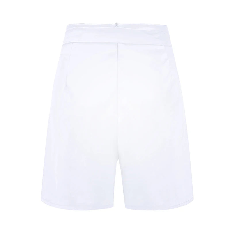Y2K Solid Button Front Shorts Tie Waist