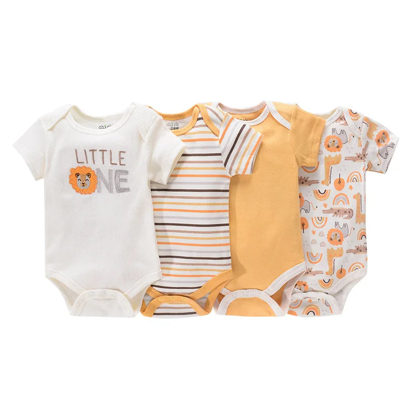 1/4Pcs Newborn Bodysuit Baby Short Sleeve  0-1Y
