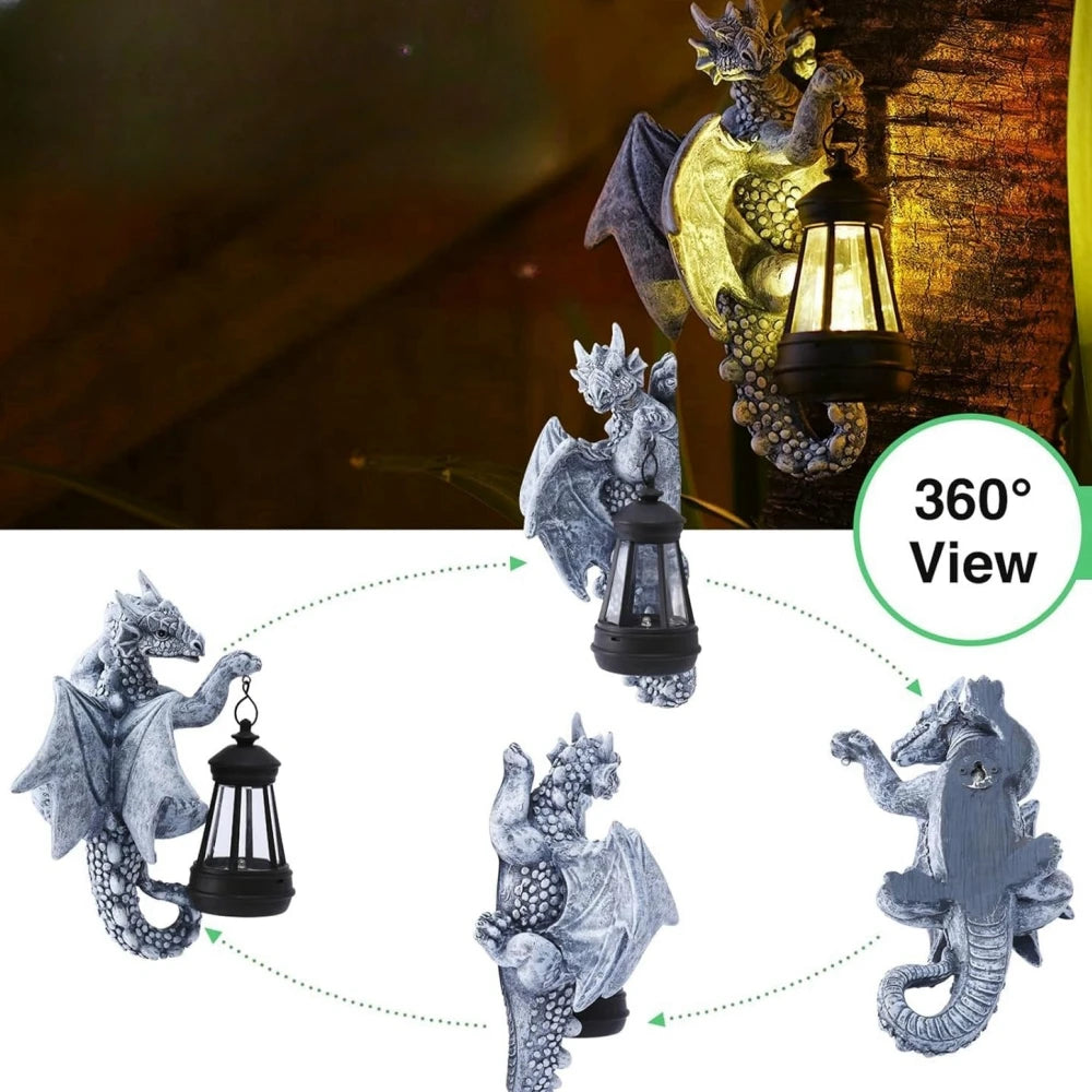 Dragon Tree Hugger Solar Lantern Garden Statue Resin Dragon Decor for Outdoor Perfect Garden Gift Yard Decor