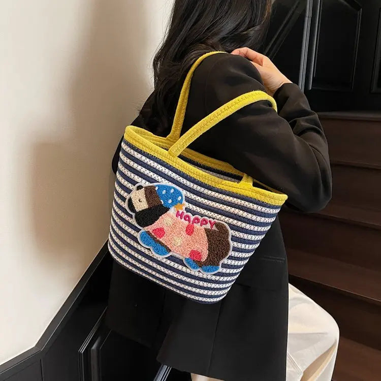 Cartoon Small Basket Bag for Girls Children Outdoor Picnic Single oulder