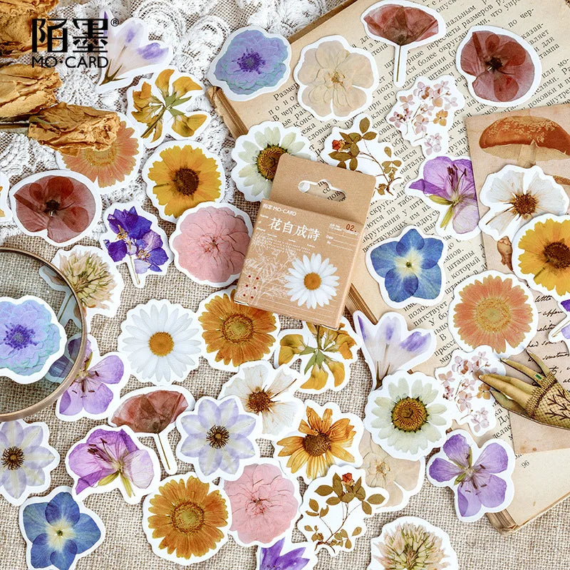 46pcs/set Autumn Flower Sticker Diy Scrapbooking Diary Planner Decoration