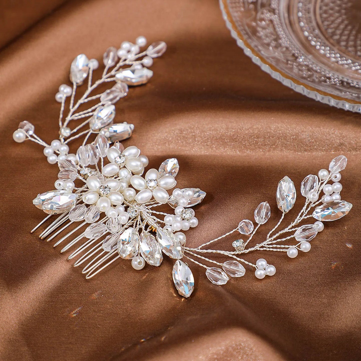 Wedding Hair Accessories Flower Hair Clips Hairpin Crystal Bride Headdress