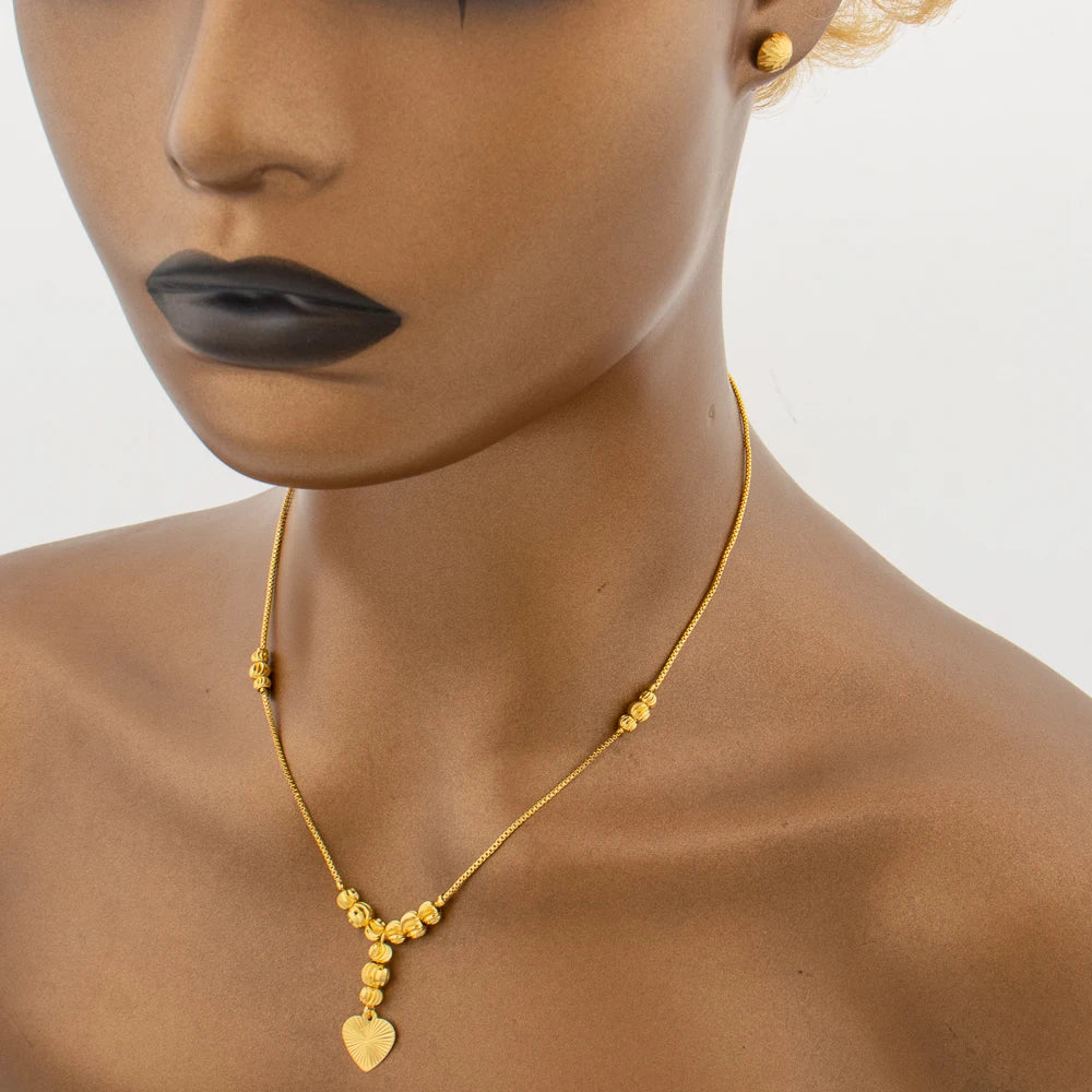 African Fashion Sets Luxury Dubai Jewelry Round Bead Stud Earrings Pendant Necklace