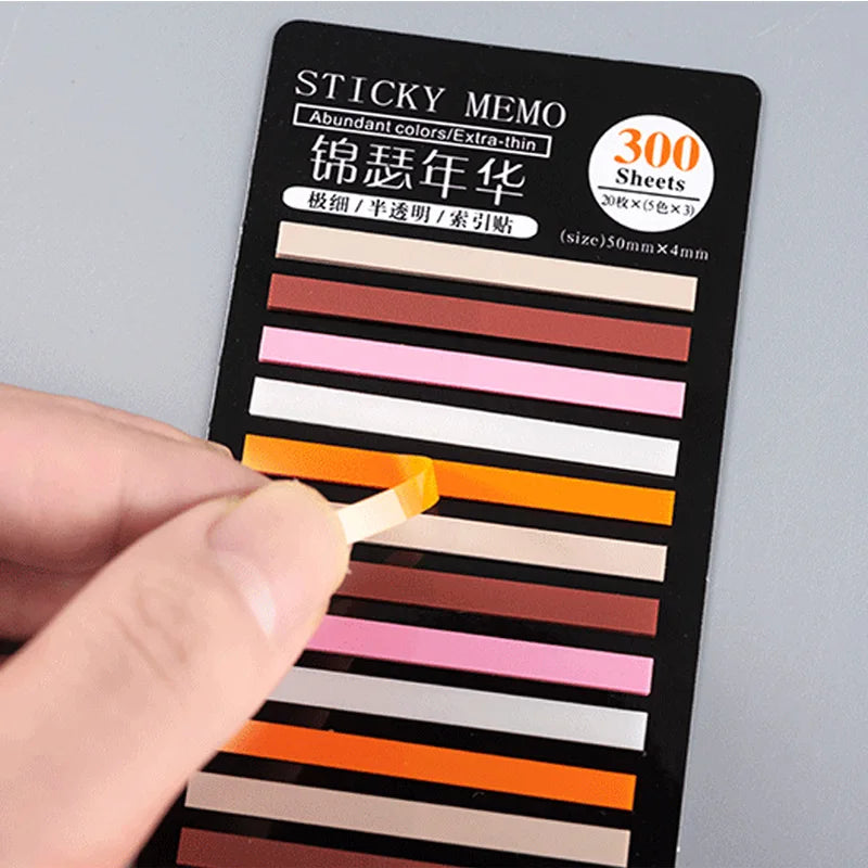 Rainbow Long Index Stickers 300 Sheets Fluorescent PET Waterproof Color