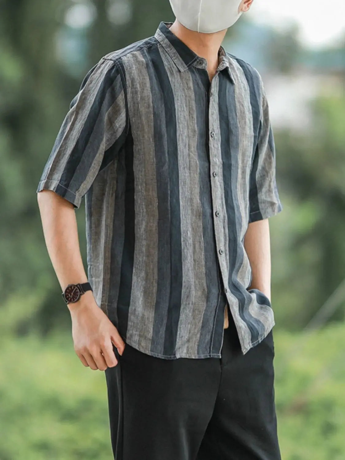 Men's Clothing Elegant Striped Men's Shirt Formal Business Casual Wear Comfortable Fabric Long Sleeve Classic Fashion