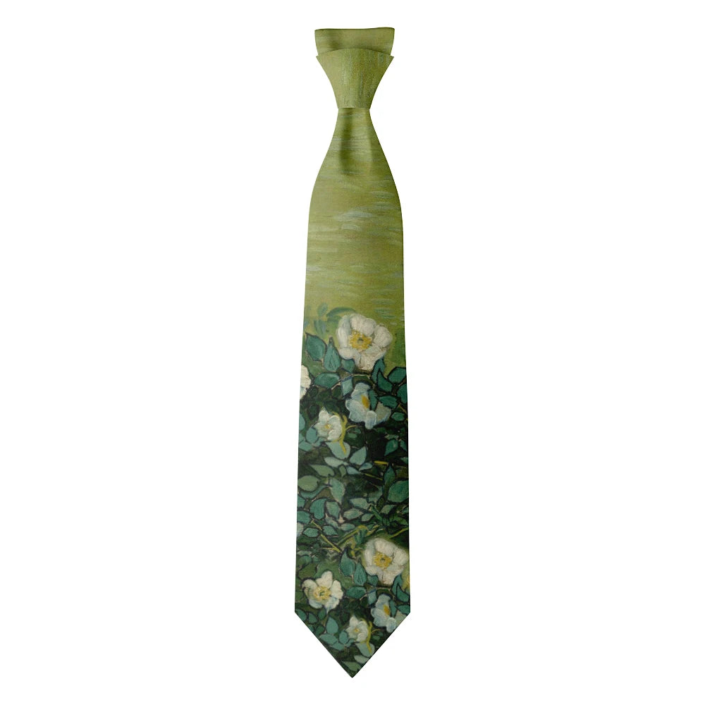 Famous Oil Painting Printed Tie Adult 8cm Wide Narrow Polyester